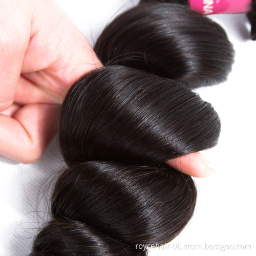 Royce Wholesale Brazilian Human Hair Bundles with Lace Closure Loose Wave